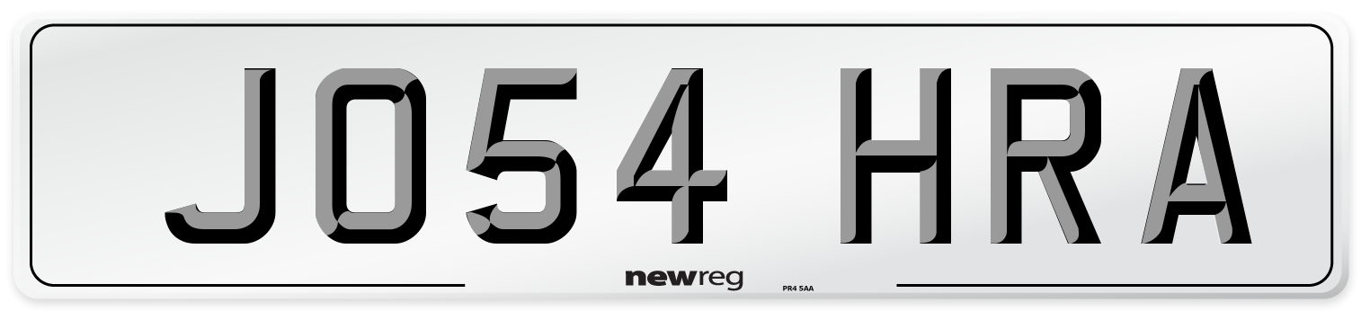 JO54 HRA Number Plate from New Reg